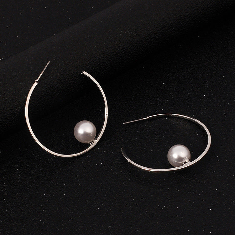 Wholesale C-type Open Pearl Alloy Earrings